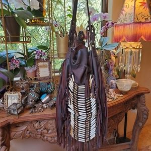 Spell and the Gypsy LARGE Dreamweaver Fringe and Bone Leather Bag